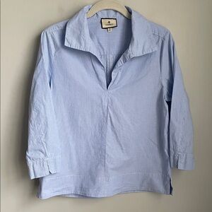 Tuckernuck Blue Pinstripe Popover Tunic Top Blouse Size XS